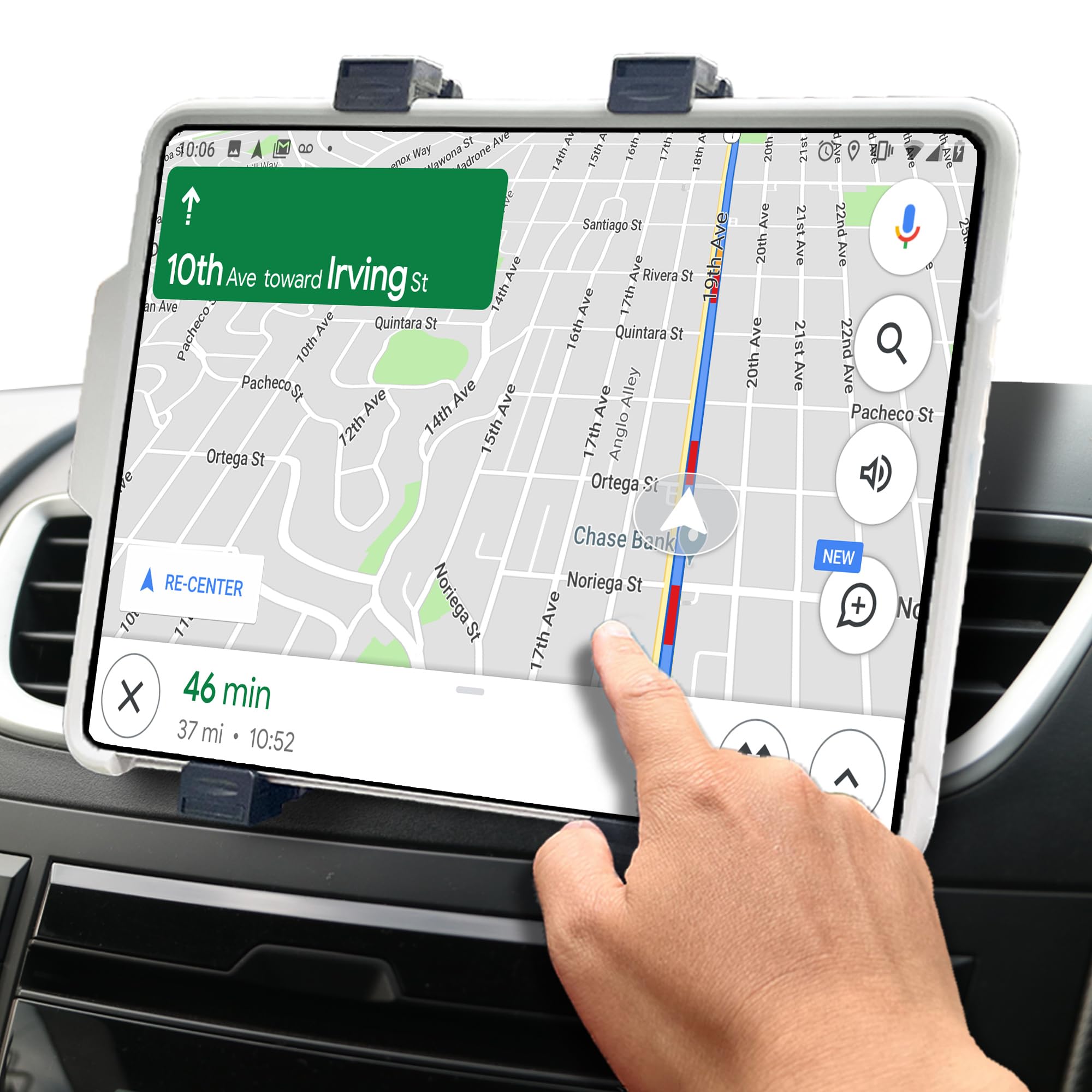 Tablet mount used as navigator on car